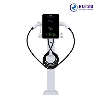 เครื่องชาร์จ AC EV ขนาด 14KW 32A แบบเฟสเดียว 2 แบบตั้งพื้นพร้อมสายยาว 5 ม